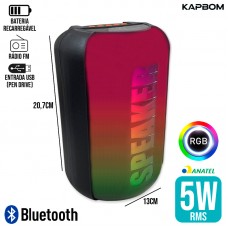 Caixa de Som Bluetooth KA-8930 Kapbom - Preta